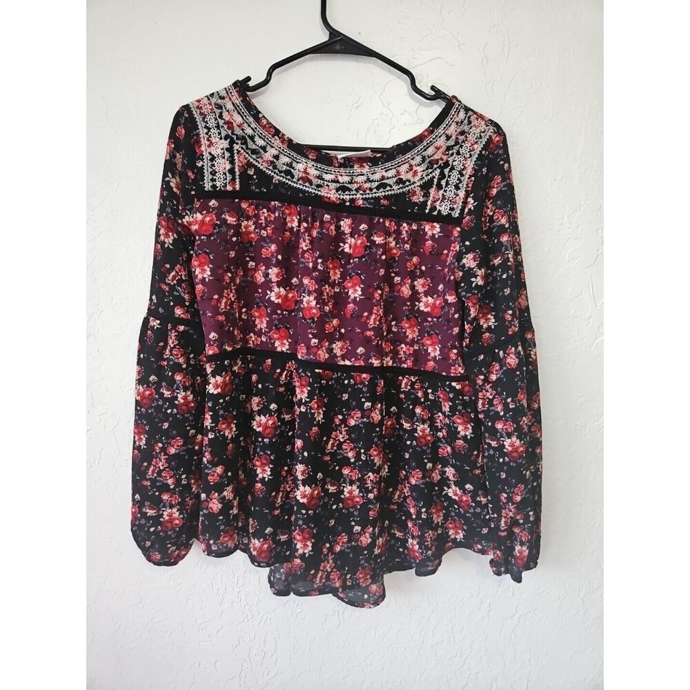 Vtg Y2k Knox Rose Floral Blouse Corset Back Babydoll Fairycore Whimsigoth